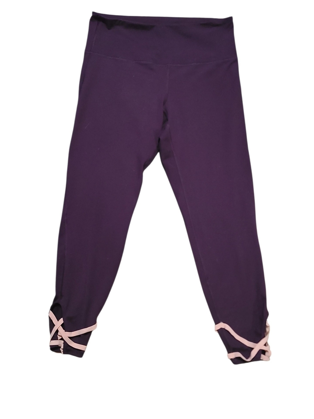 Old Navy Purple Leggings with Pink Crisscross Hem